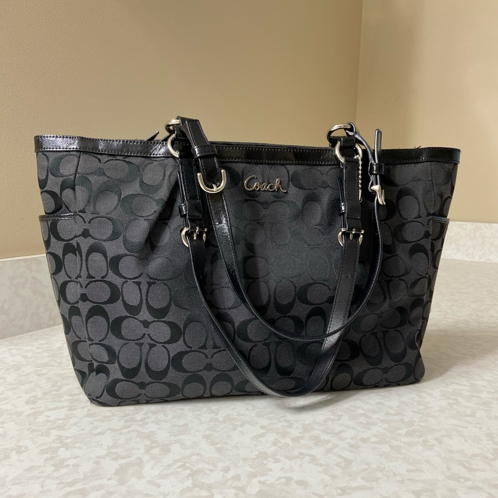 Coach monogram tote bag purse black